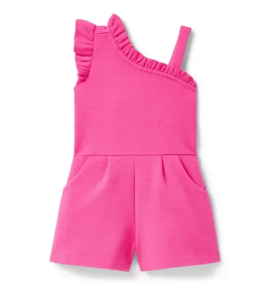 Textured Ruffle Shoulder Romper