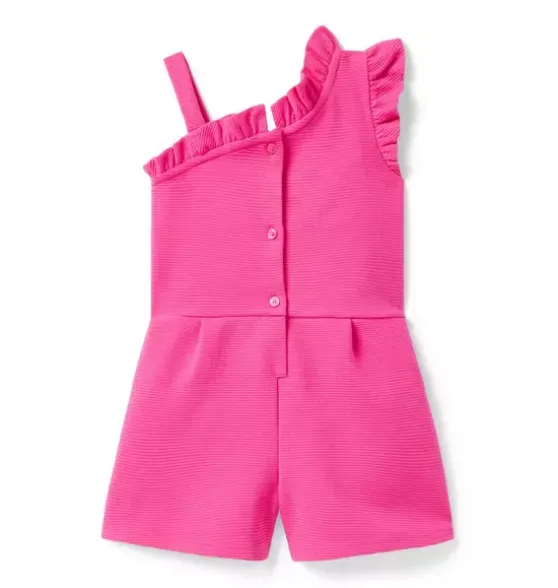 Textured Ruffle Shoulder Romper