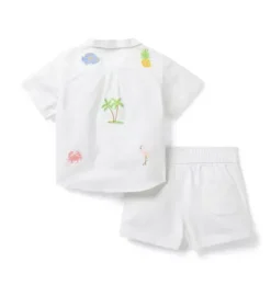 The Embroidered Cabana Matching Baby Set
