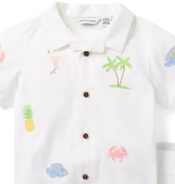 The Embroidered Cabana Matching Baby Set