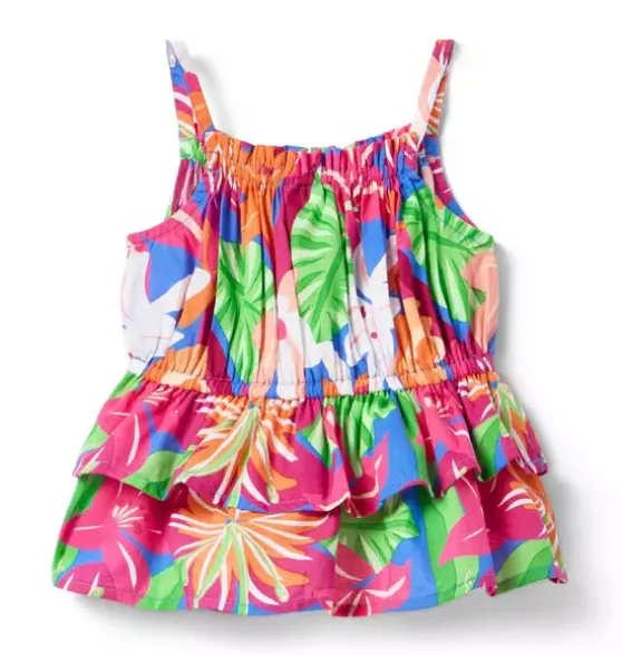 Tropical Floral Peplum Top