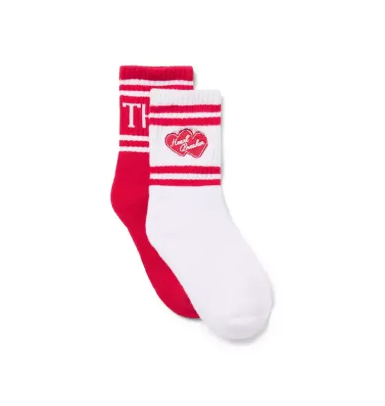Valentine Striped Crew Sock 2-Pack