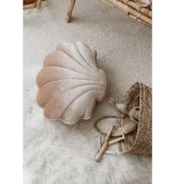 Velvet &ldquo;Beige Pearl&rdquo; Shell Pillow