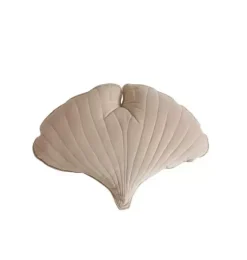 Velvet &ldquo;Cream&rdquo; Ginkgo Leaf Pillow