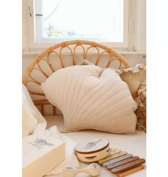 Velvet “Cream” Ginkgo Leaf Pillow