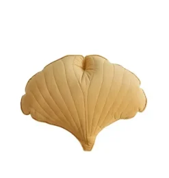 Velvet &ldquo;Honey&rdquo; Ginkgo Leaf Pillow