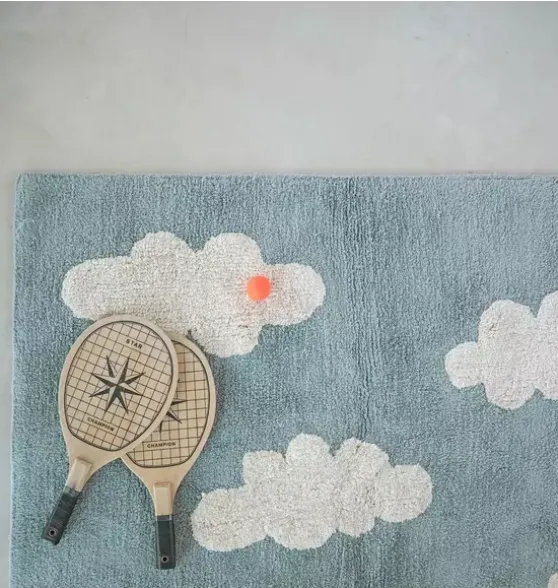 Washable Rug Clouds Vintage Blue