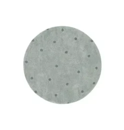 Washable Rug Round Dot  Blue Sage