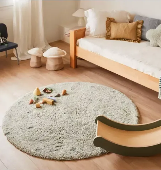 Washable Rug Round Dot Blue Sage