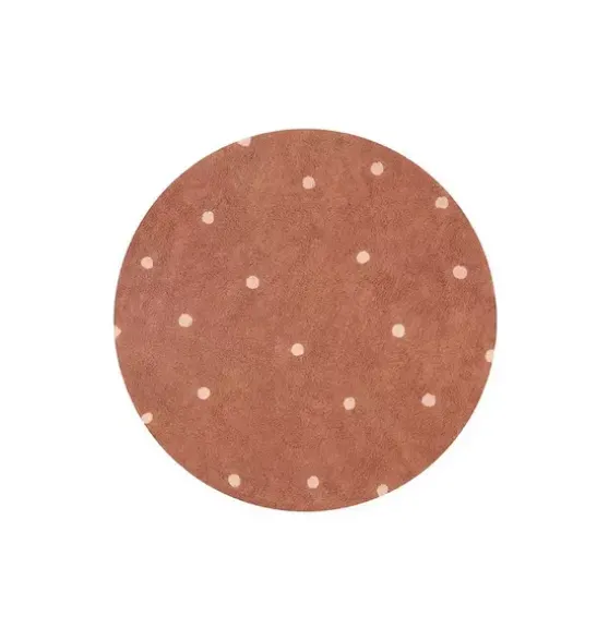 Washable Rug Round Dot Chestnut