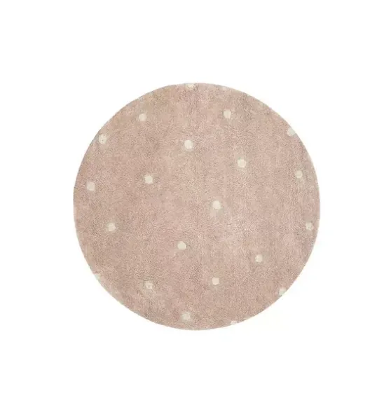 Washable Rug Round Dot Rose