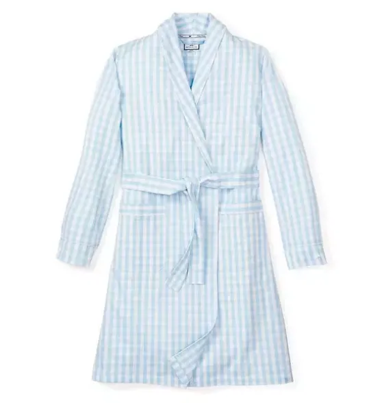 Women's Light Blue Gingham Robe