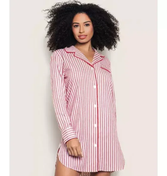 Women's Nightshirt in Antique Red Ticking