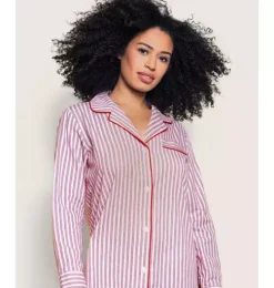 Women's Nightshirt in Antique Red Ticking