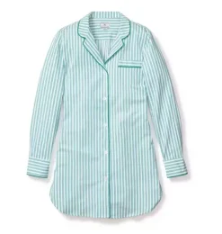 Women's Nightshirt in Emerald Ticking