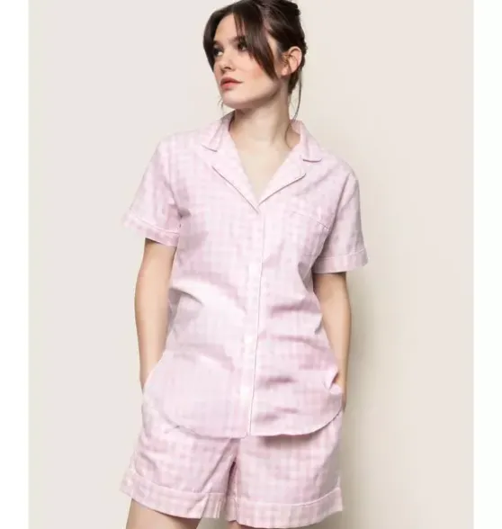 Women's Pink Gingham Short Set