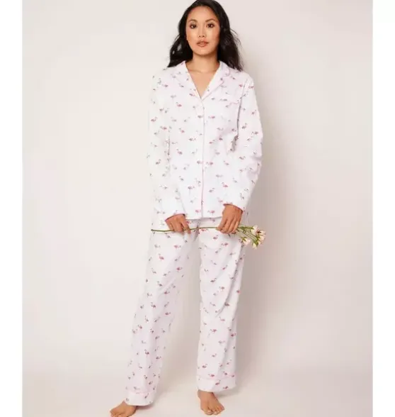 Women's Twill Pajama Set in Flamingos