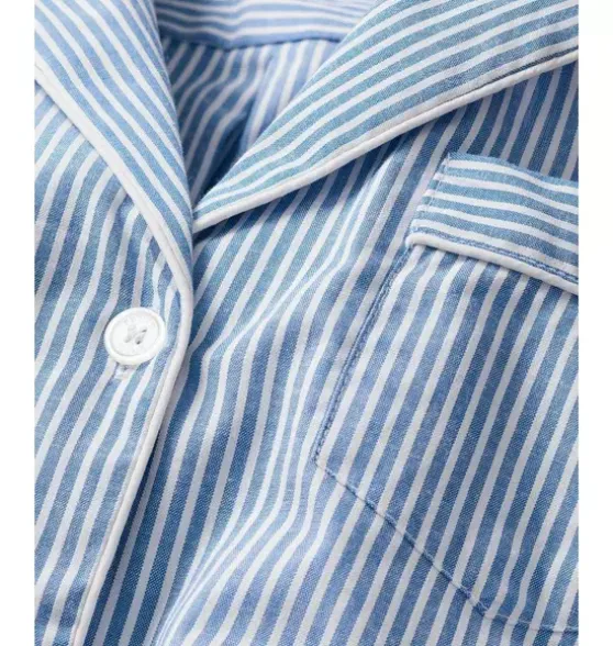 Women's Twill Pajama Set in French Blue Seersucker