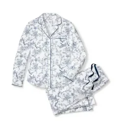 Women's Twill Pajama Set in Blue Timeless Toile