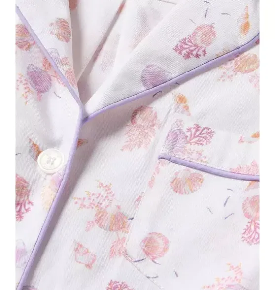 Women's Twill Short Pajama Set in Seashell Splendor